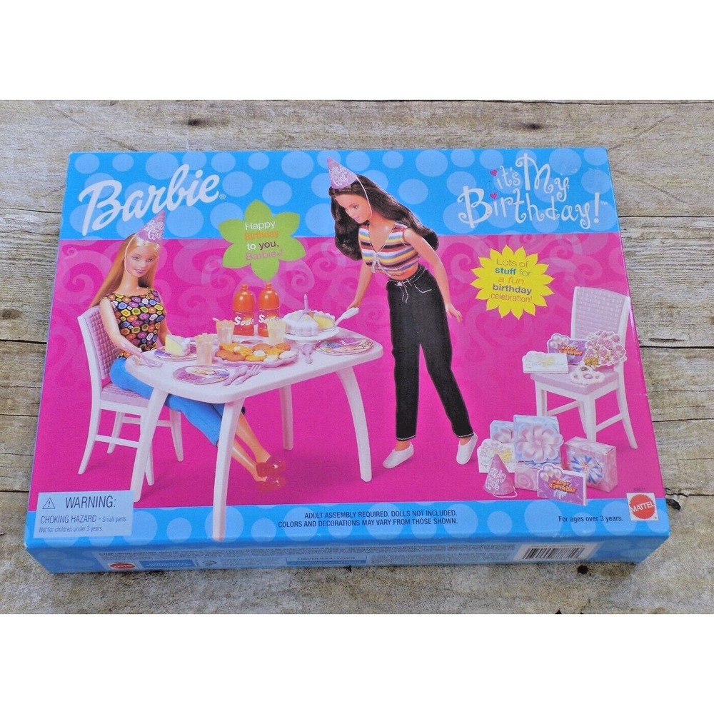 2001 Mattel Barbie Doll IT'S MY BIRTHDAY PLAYSET Party Accessories! 88871 NEW